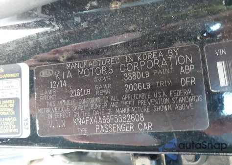 2015 Kia Forte Lx из США, поврежденный, VIN KNAFX4A66F5382608